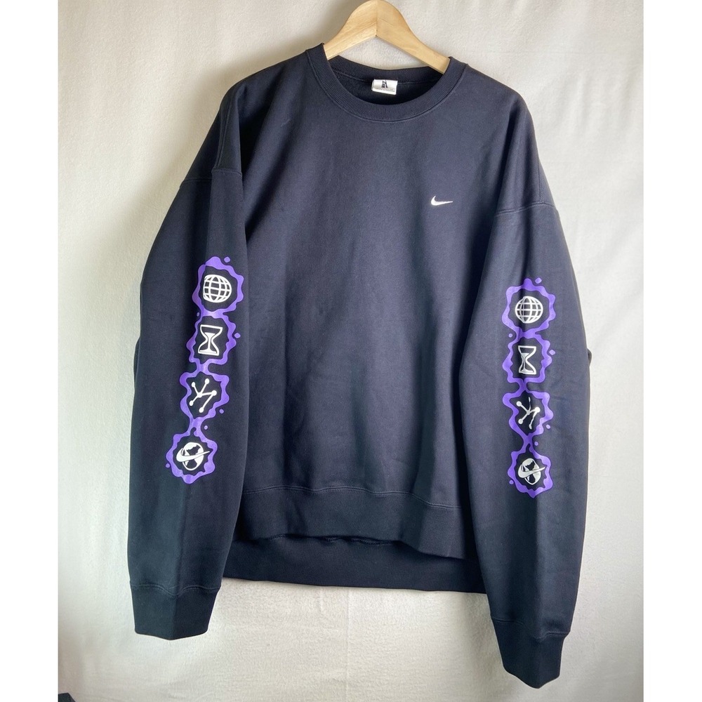 Nike X SEC MANA Stage 2 Fleece Crew Sweatshirt Men's L Black Purple Graphic Rare